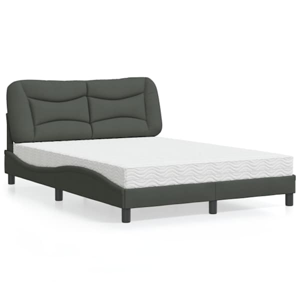 Voodiraam koos poroloonmadratsiga, tumehall, 140 × 190 cm, kangas — mudel 3208528
