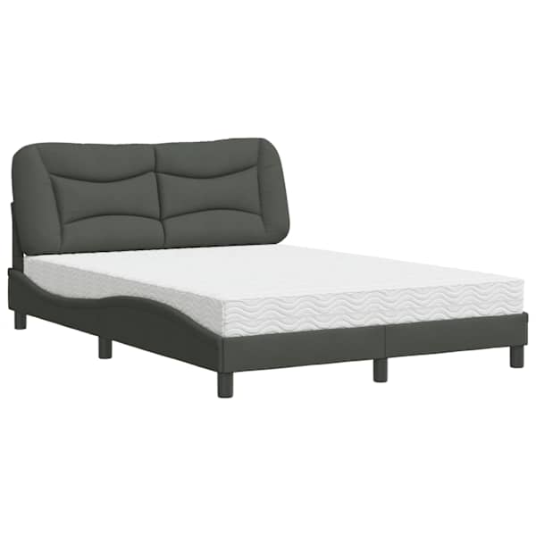 Voodiraam koos poroloonmadratsiga, tumehall, 140 × 200 cm, kangas — mudel 3208535