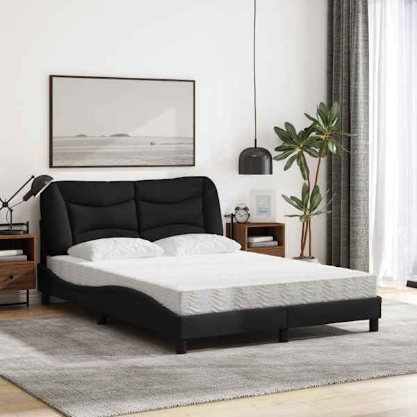Voodiraam koos poroloonmadratsiga, must, 140 × 200 cm, kangas — mudel 3208536
