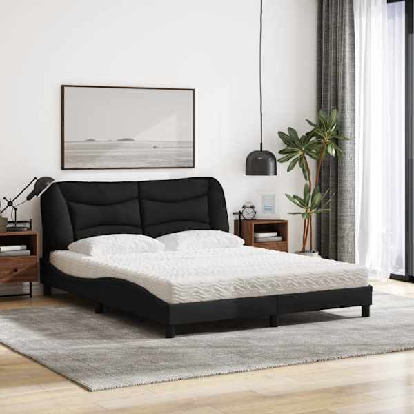 Voodiraam koos poroloonmadratsiga, must, 160 × 200 cm, kangas — mudel 3208543