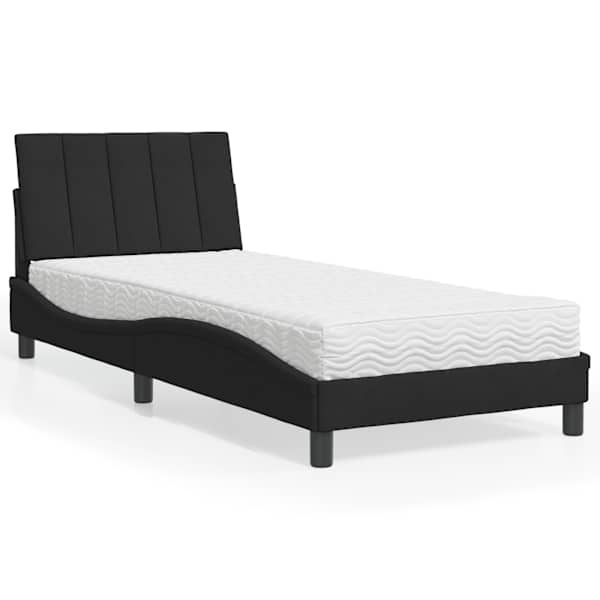Voodiraam koos poroloonmadratsiga, must, 90 × 190 cm, samet — mudel 3208570