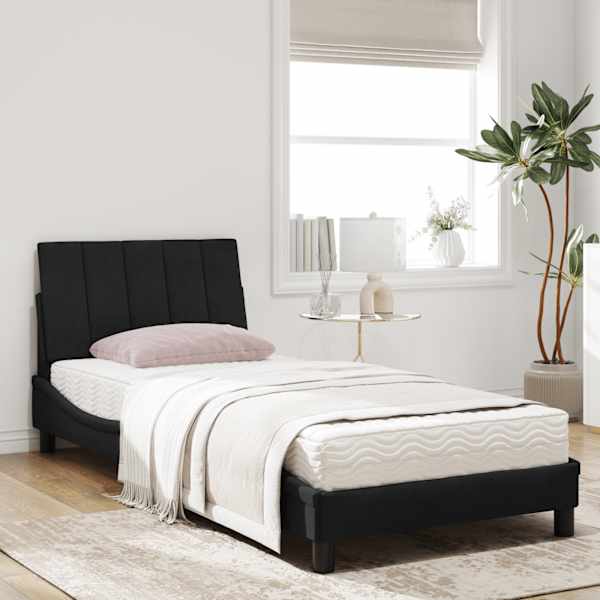 Voodiraam koos poroloonmadratsiga, must, 90 × 200 cm, samet — mudel 3208576