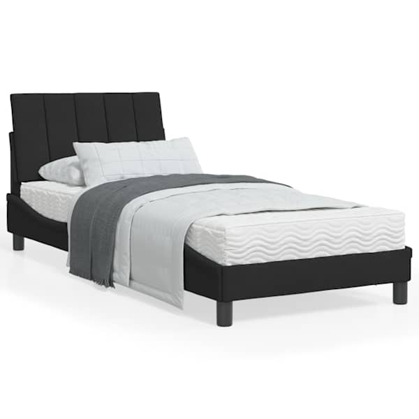 Voodiraam koos poroloonmadratsiga, must, 90 × 200 cm, samet — mudel 3208576
