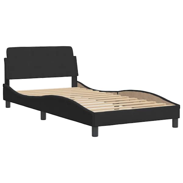 Voodiraam koos poroloonmadratsiga, must, 100 × 200 cm, samet — mudel 3208582