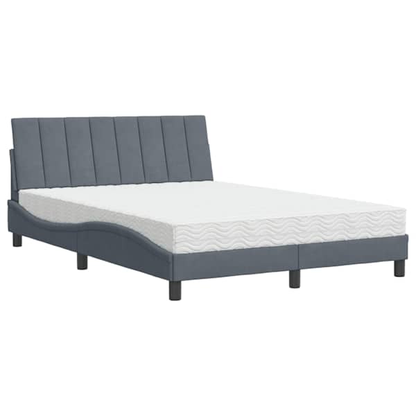 Voodiraam koos poroloonmadratsiga, tumehall, 140 × 190 cm, samet — mudel 3208593