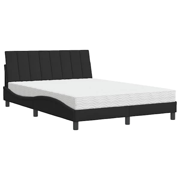 Voodiraam koos poroloonmadratsiga, must, 140 × 190 cm, samet — mudel 3208594