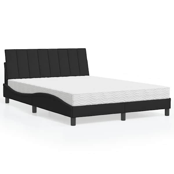 Voodiraam koos poroloonmadratsiga, must, 140 × 190 cm, samet — mudel 3208594