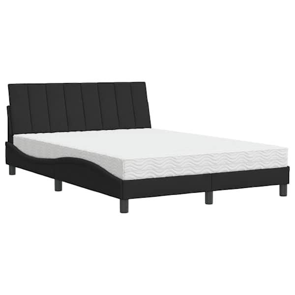 Voodiraam koos poroloonmadratsiga, must, 140 × 200 cm, samet — mudel 3208600