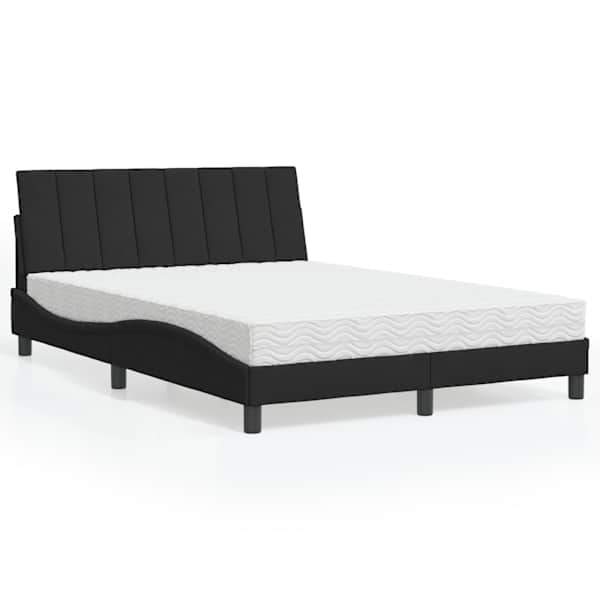 Voodiraam koos poroloonmadratsiga, must, 140 × 200 cm, samet — mudel 3208600