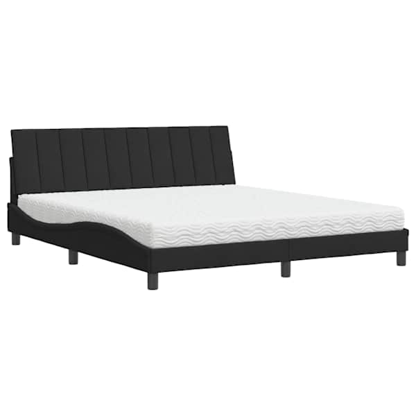 Voodiraam koos poroloonmadratsiga, must, 180 × 200 cm, samet — mudel 3208612