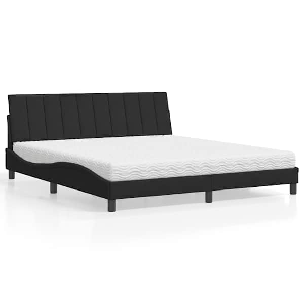 Voodiraam koos poroloonmadratsiga, must, 180 × 200 cm, samet — mudel 3208612