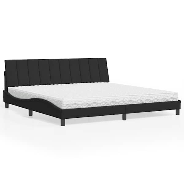 Voodiraam koos poroloonmadratsiga, must, 200 × 200 cm, samet — mudel 3208618