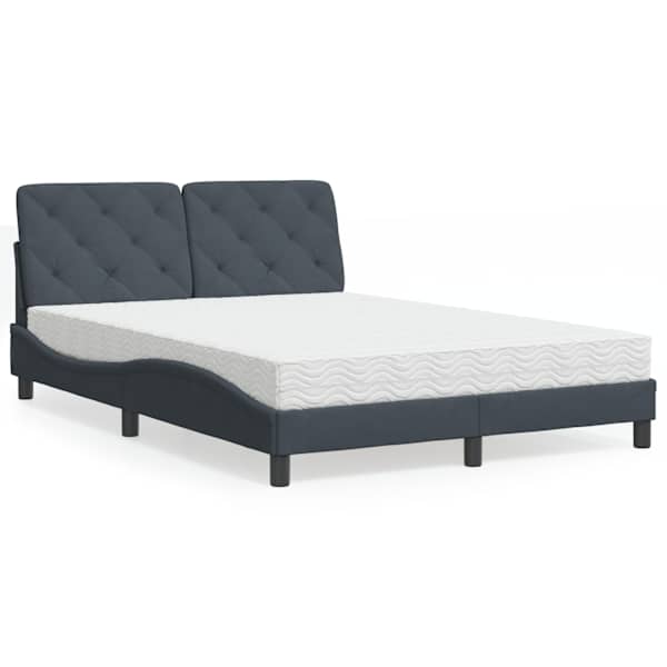 Voodiraam koos poroloonmadratsiga, tumehall, 140 × 190 cm, samet — mudel 3208653