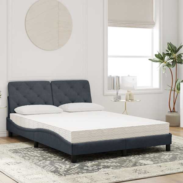 Voodiraam koos poroloonmadratsiga, tumehall, 140 × 200 cm, samet — mudel 3208659
