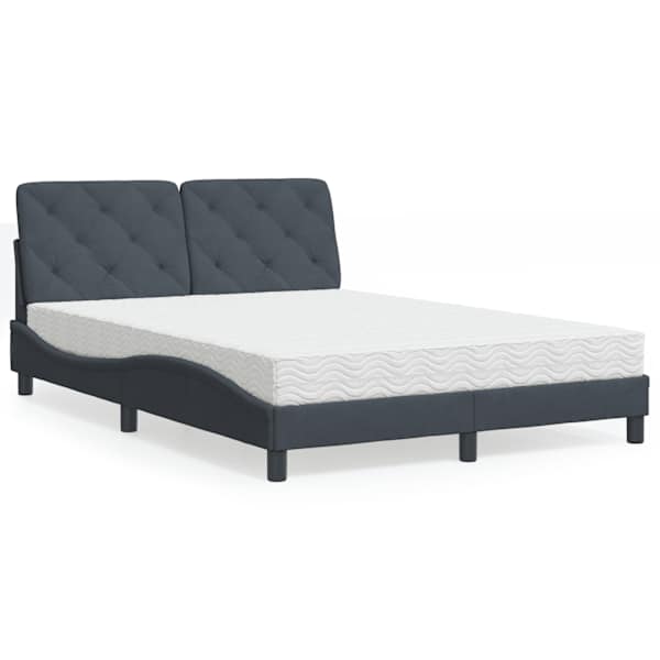 Voodiraam koos poroloonmadratsiga, tumehall, 140 × 200 cm, samet — mudel 3208659