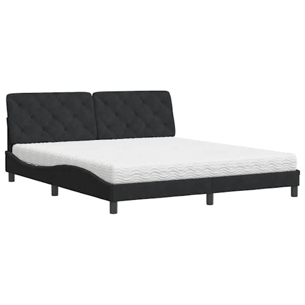 Voodiraam koos poroloonmadratsiga, must, 180 × 200 cm, samet — mudel 3208672