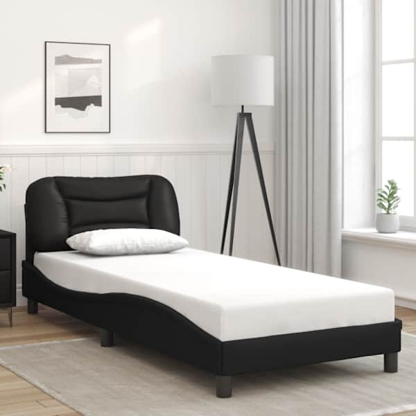 LED-valgustusega voodiraam, must, 90 × 190 cm — mudel 3213899