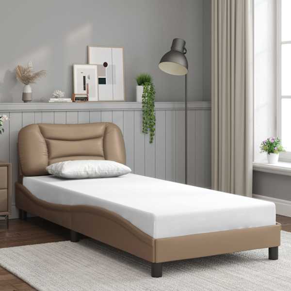 LED-valgustusega voodiraam, cappuccino, 90 × 190 cm — mudel 3213903