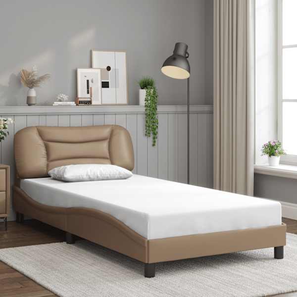 LED-valgustusega voodiraam, cappuccino, 100 × 200 cm — mudel 3213917