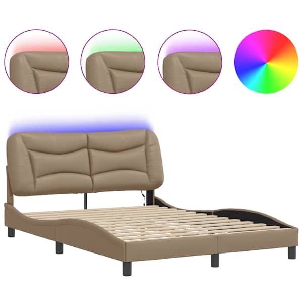 LED-valgustusega voodiraam, cappuccino, 120 × 200 cm — mudel 3213924