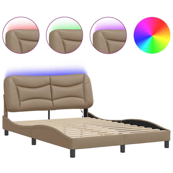 LED-valgustusega voodiraam, cappuccino, 140 × 190 cm — mudel 3213931