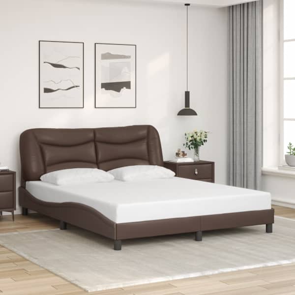 LED-valgustusega voodiraam, pruun, 160 × 200 cm — mudel 3213943
