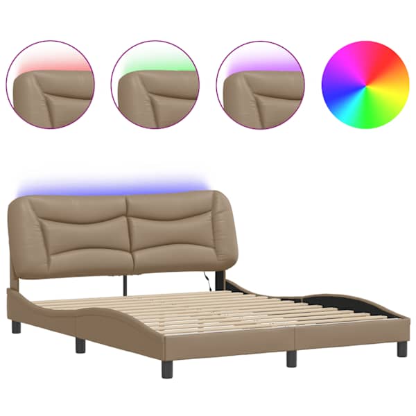 LED-valgustusega voodiraam, cappuccino, 160 × 200 cm — mudel 3213945