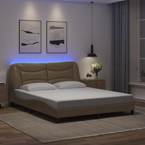 LED-valgustusega voodiraam, cappuccino, 160 × 200 cm — mudel 3213945