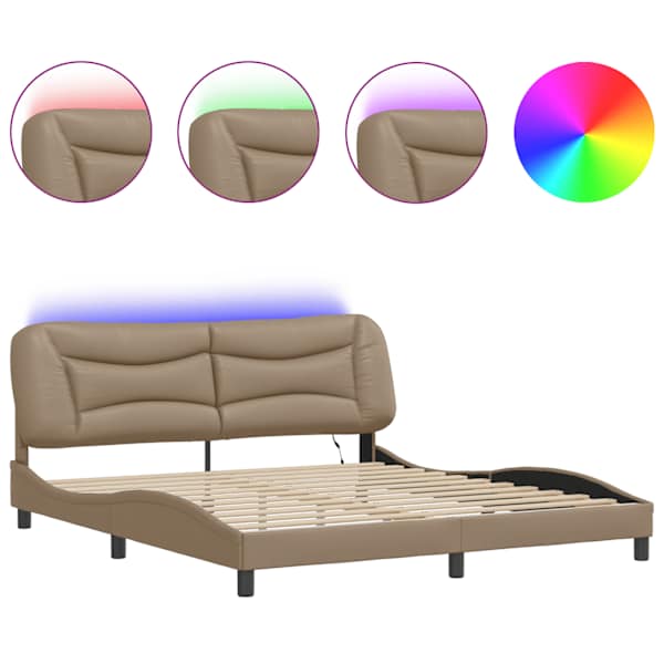 LED-valgustusega voodiraam, cappuccino, 180 × 200 cm — mudel 3213952