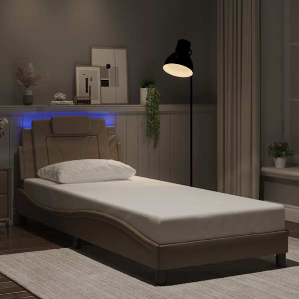 LED-valgustusega voodiraam, cappuccino, 80 × 200 cm