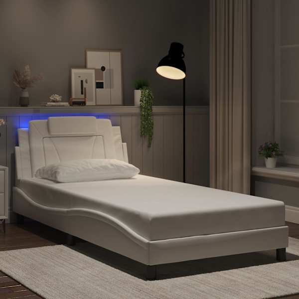 LED-valgustusega voodiraam, valge, 100 × 200 cm — mudel 3214002