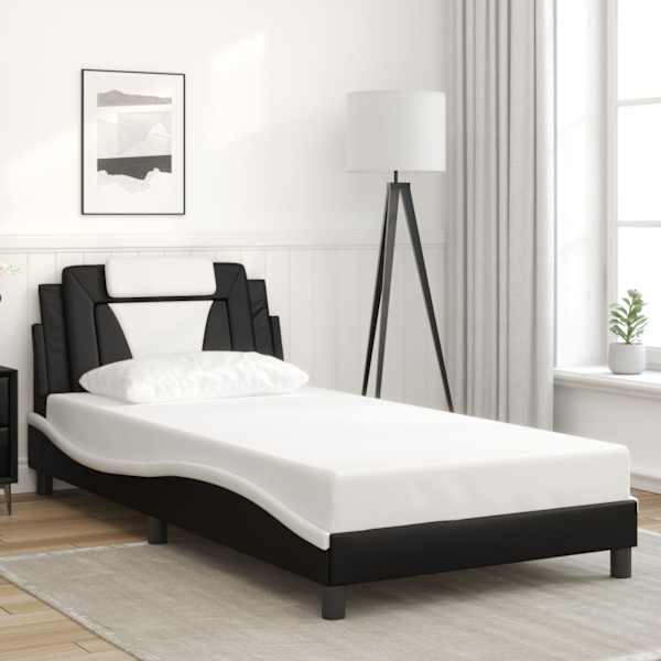 LED-valgustusega voodiraam, must ja valge, 100 × 200 cm — mudel 3214006
