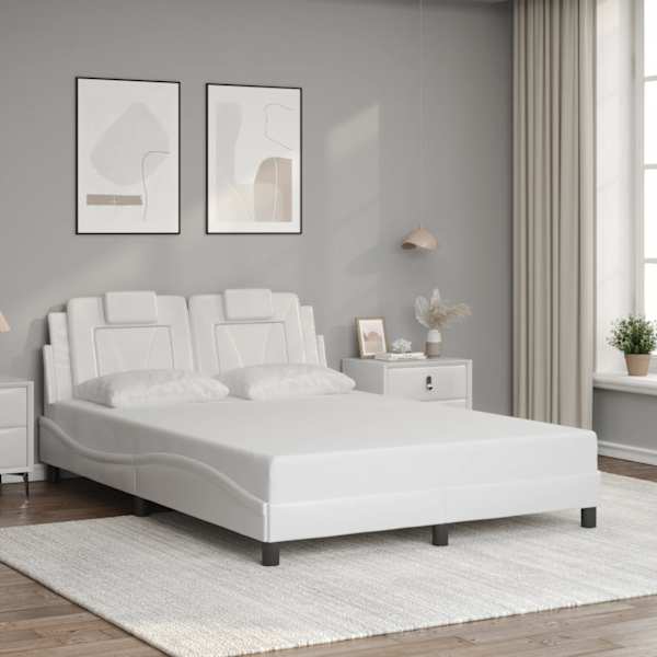 LED-valgustusega voodiraam, valge, 120 × 200 cm — mudel 3214009