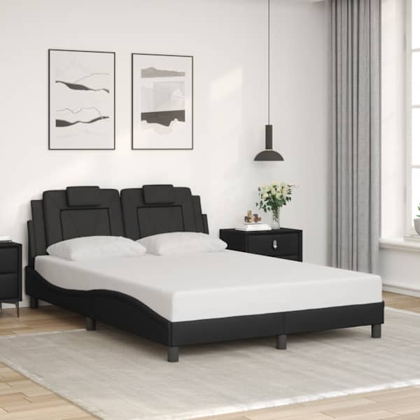LED-valgustusega voodiraam, must, 140 × 200 cm — mudel 3214022