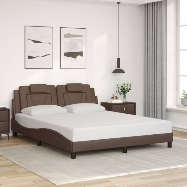 LED-valgustusega voodiraam, pruun, 160 × 200 cm — mudel 3214031