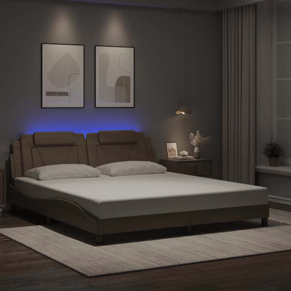 LED-valgustusega voodiraam, cappuccino, 180 × 200 cm — mudel 3214040