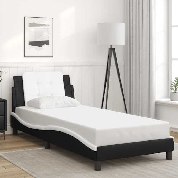 LED-valgustusega voodiraam, must ja valge, 100 × 200 cm — mudel 3214094