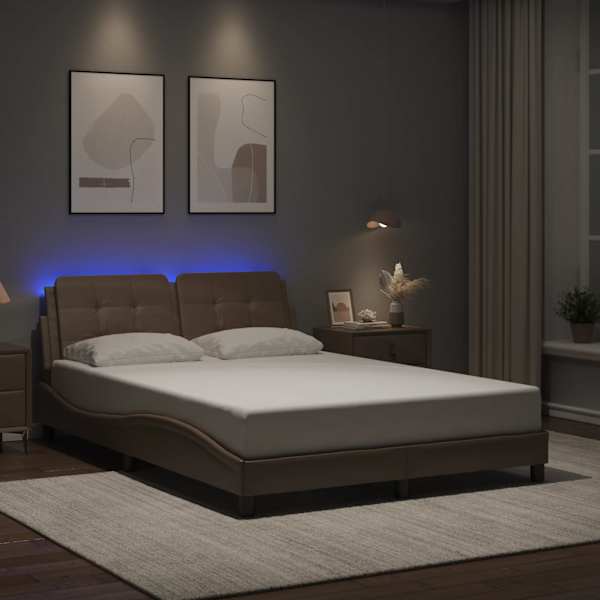 LED-valgustusega voodiraam, cappuccino, 140 × 200 cm — mudel 3214114