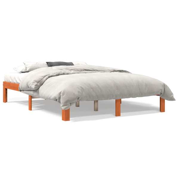 Voodiraam, vahapruun, 135 × 190 cm, männipuit — mudel 844166