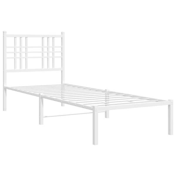 Voodiraam peatsiga, valge, 75 × 190 cm, metall — mudel 376363