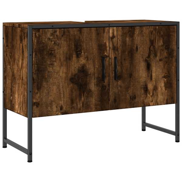 Vannitoakapp valamu, suitsutatud tamm, 80 × 33 × 60 cm, tehispuit