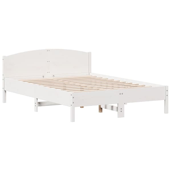 Voodiraam, valge, 140 × 200 cm, männipuit