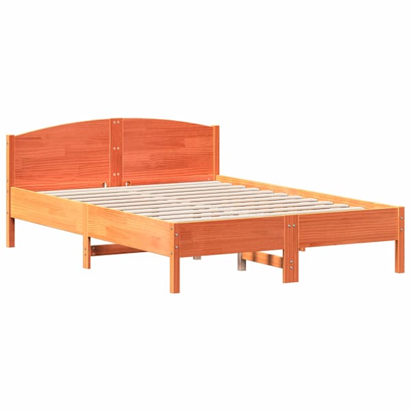 Voodiraam ilma madratsita, vahapruun, 140 × 200 cm, männipuit