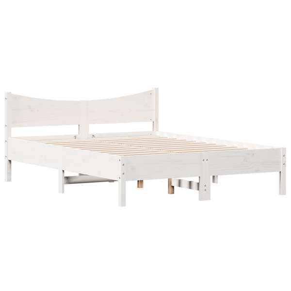 Voodiraam, valge, 135 × 190 cm, männipuit — mudel 844746