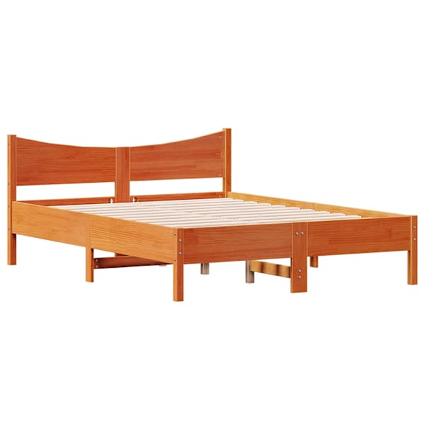 Voodiraam, vahapruun, 135 × 190 cm, männipuit — mudel 844748