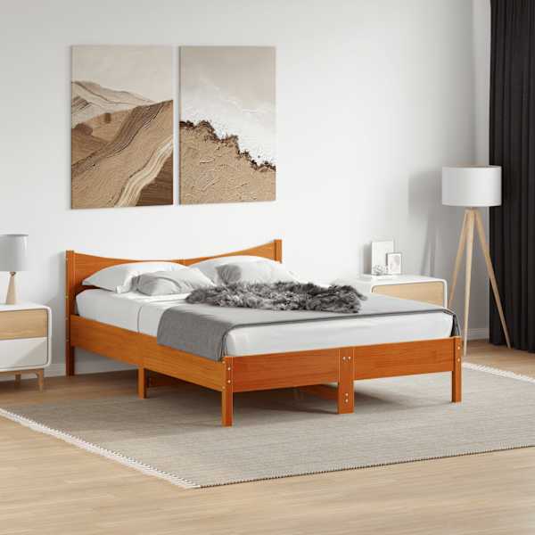 Voodiraam, vahapruun, 135 × 190 cm, männipuit — mudel 844748