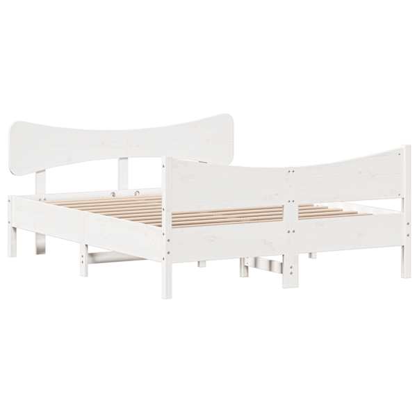 Voodiraam, valge, 140 × 200 cm, männipuit — mudel 3216382