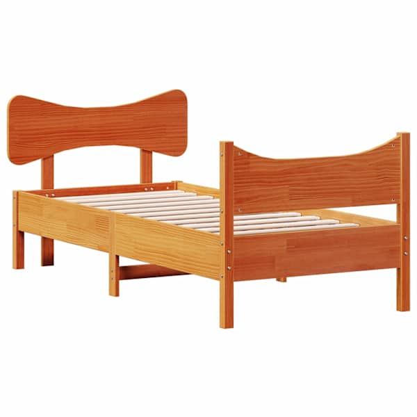 Voodiraam, vahapruun, 100 × 200 cm, männipuit — mudel 3216389