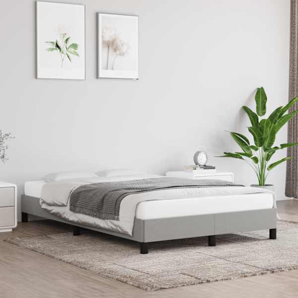 Voodiraam ilma madratsiga, helehall, 120 × 190 cm, kangas