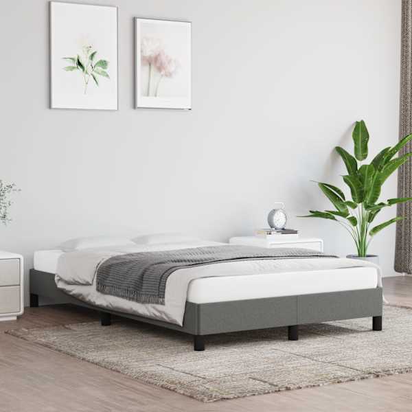 Voodiraam ilma madratsiga, tumehall, 120 × 190 cm, kangas